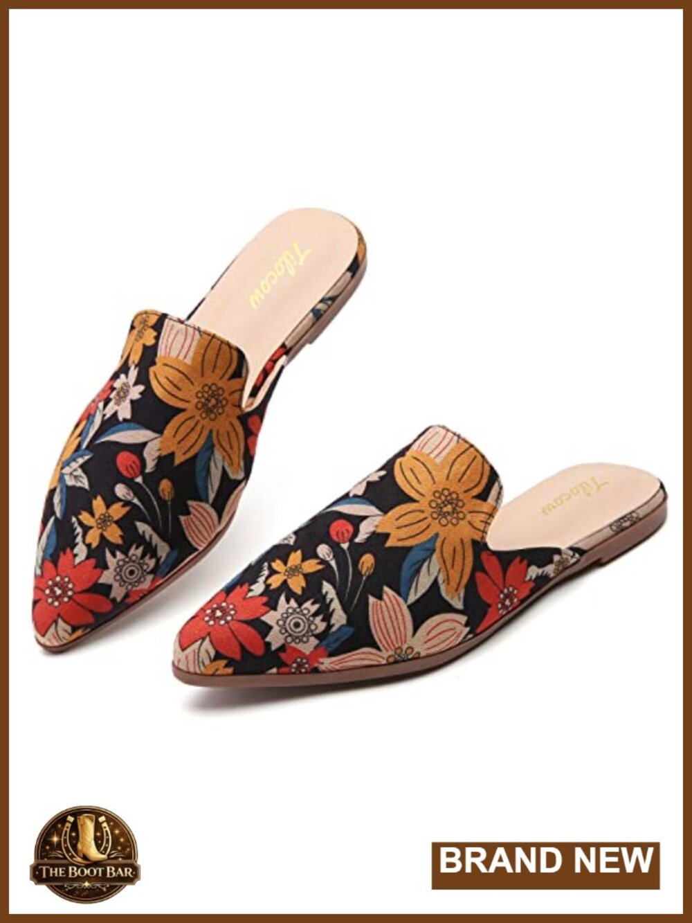 Pointed Toe Mules Slip On Backless Flats Memory Foam Office Work